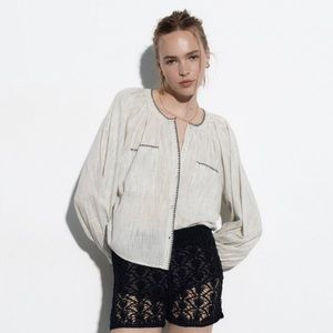 Zara Striped Top Blouse Black/White size: Small